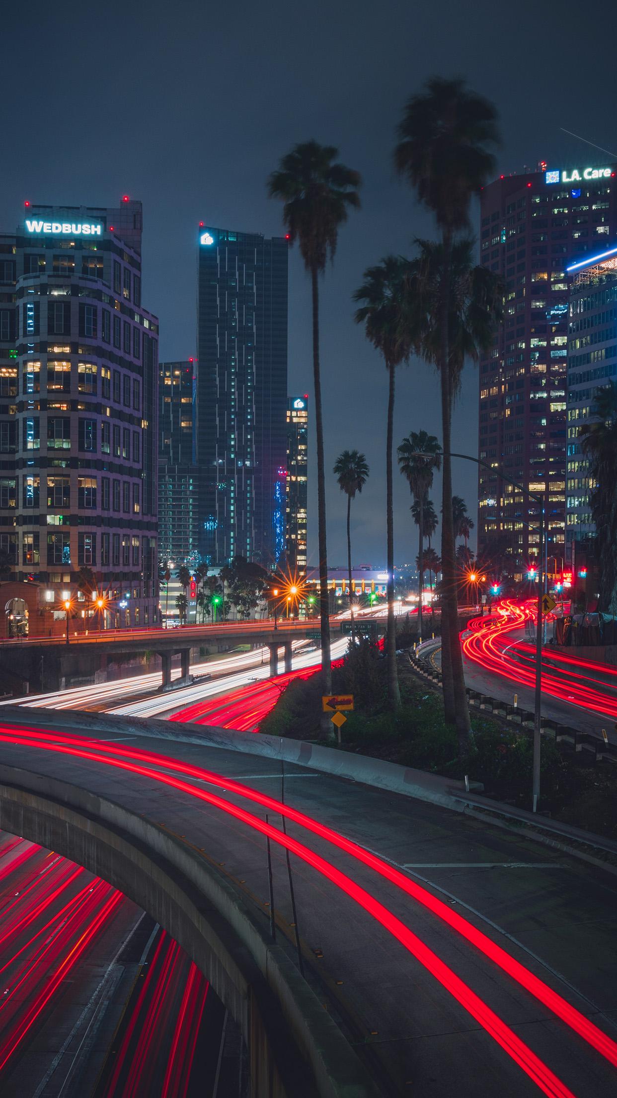 1242x2208 City Night Summer La Nature Wallpaper