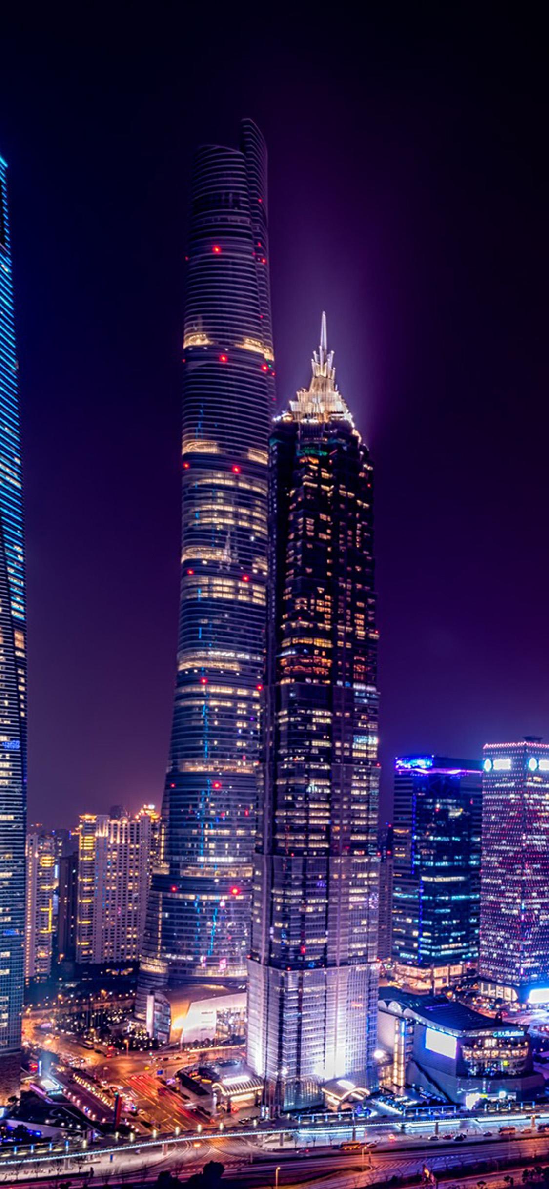 1125x2436 Nature City Night Wallpaper