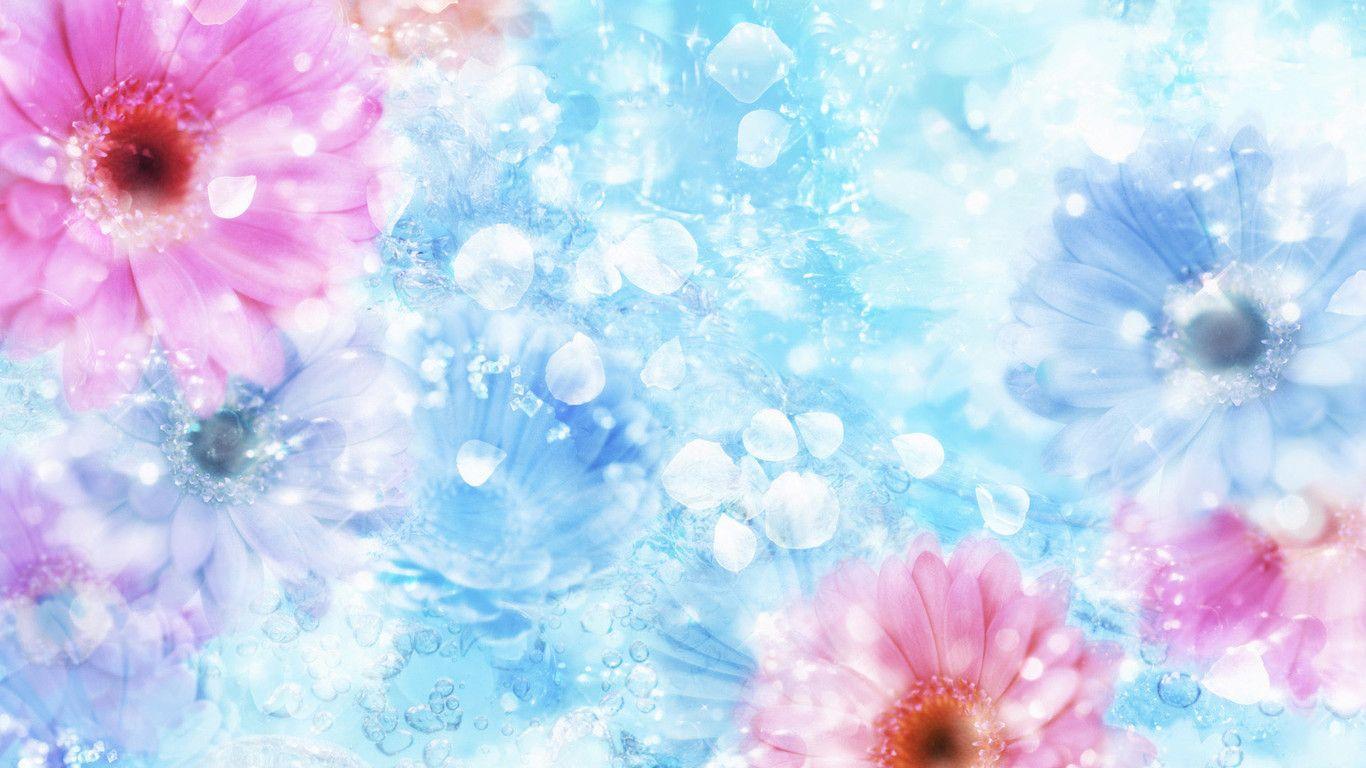 1366x768 Flowers Crystals Wallpaper