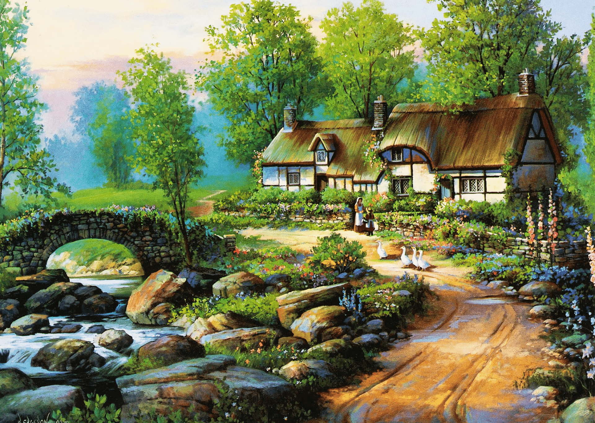 1920x1365 Cottage in Springtime HD Wallpaper