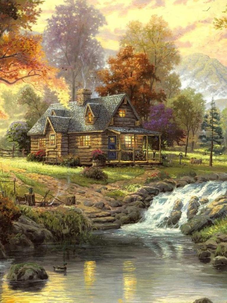 768x1024 Cottage In Mountain Paintings