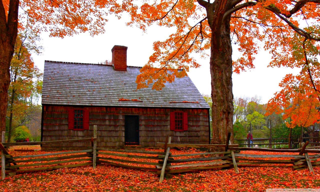 1280x768 Autumn Cottage Ultra HD Desktop Background Wallpaper for 4K UHD TV : Tablet