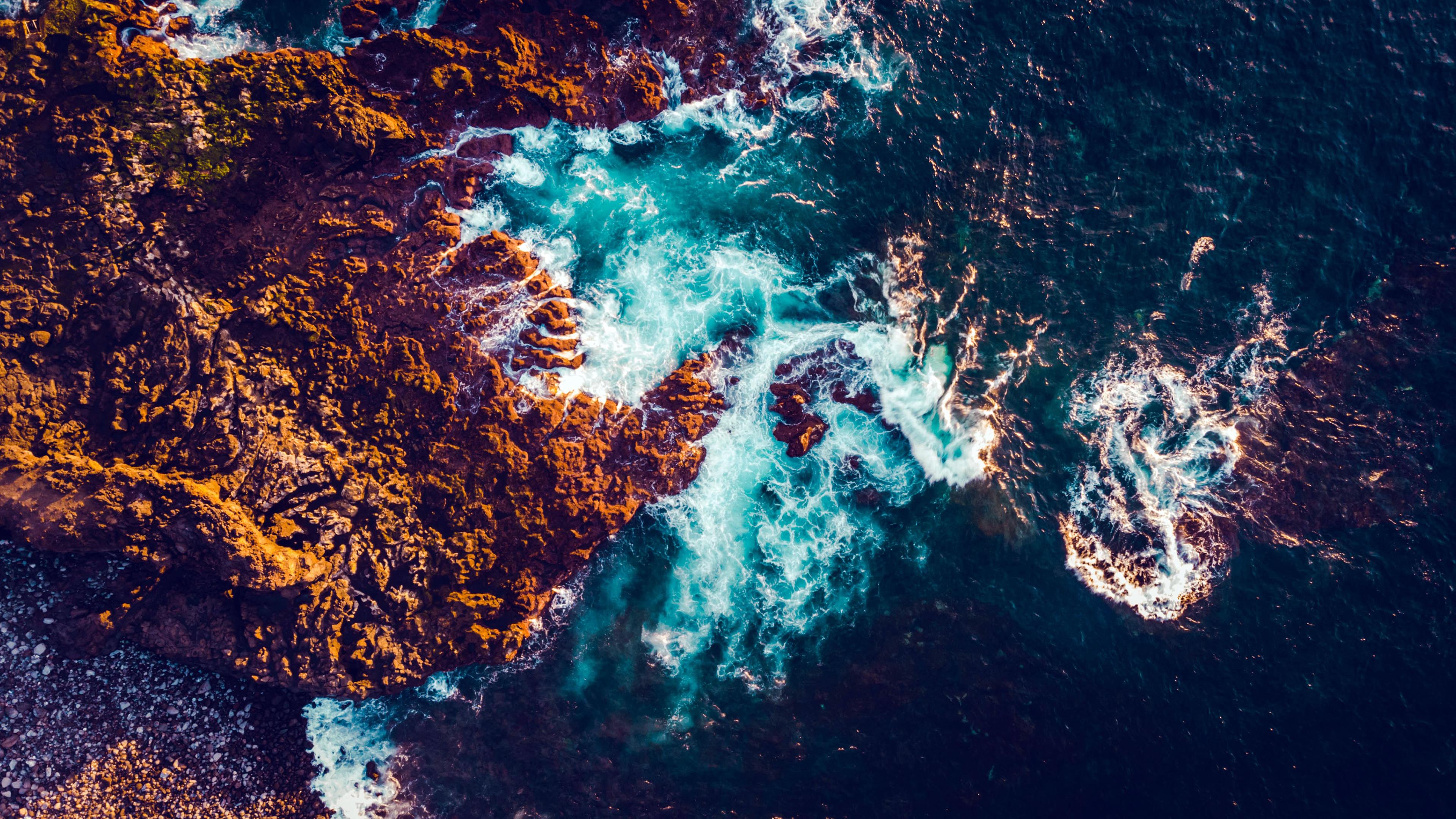 3840x2160 Seashore Aerial View 4K Wallpaper