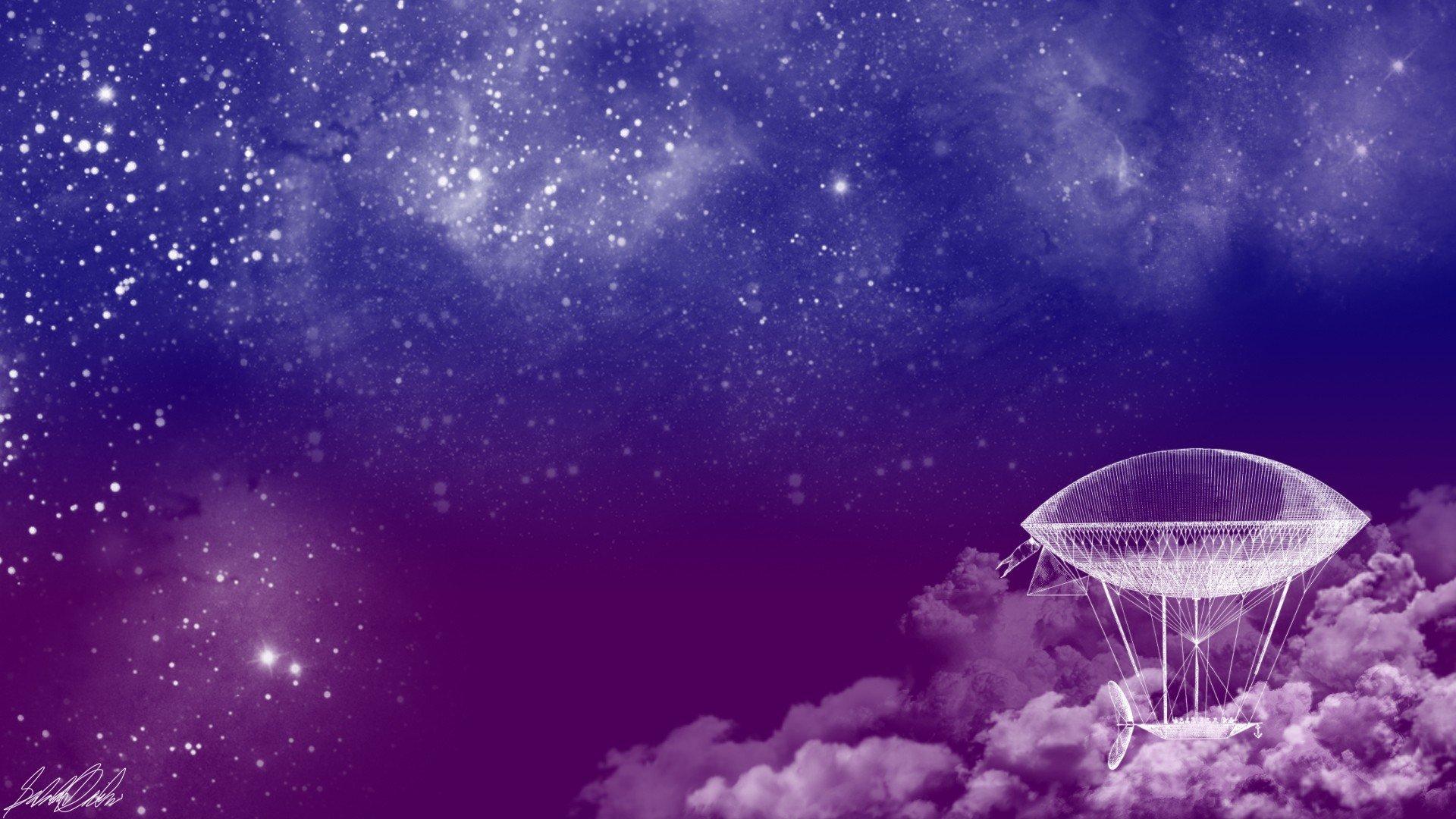 1920x1080 steampunk airship, Fantasy ship, Purple, Blue, Stars Wallpaper HD / Desktop and Mobile Background