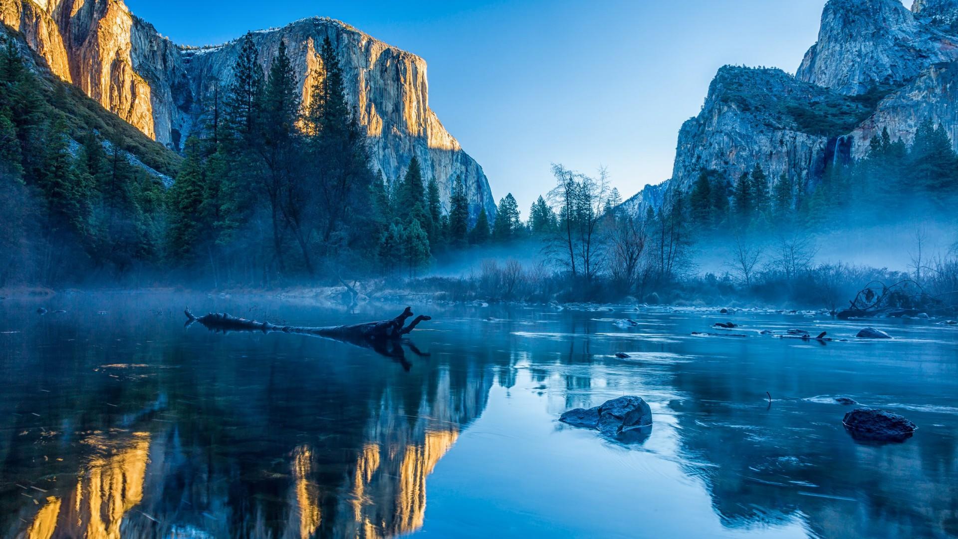 1920x1080 Wallpaper Yosemite, El Capitan, HD, 4k wallpaper, winter, forest, OSX, apple, mountains, Nature