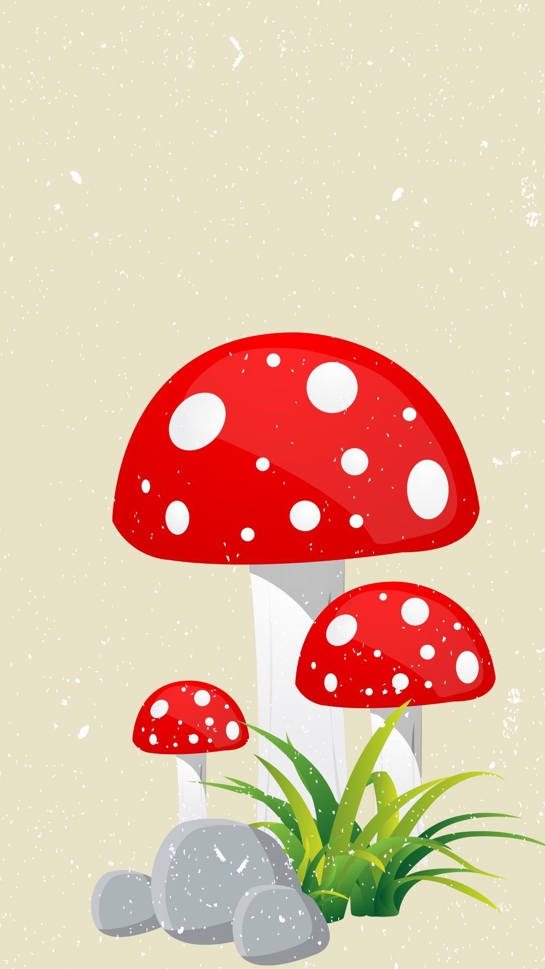 Red Vintage Mushroom Fabric Wallpaper and Home Decor  Spoonflower
