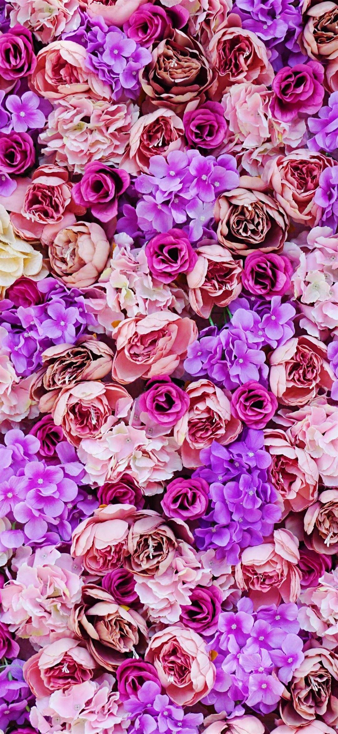 1080x2340 pink and purple petaled flower iPhone 12 Wallpaper Free Download