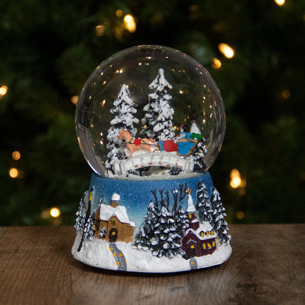 1280x1280 Musical Winter Forest Sleigh Ride Christmas Snow Globe