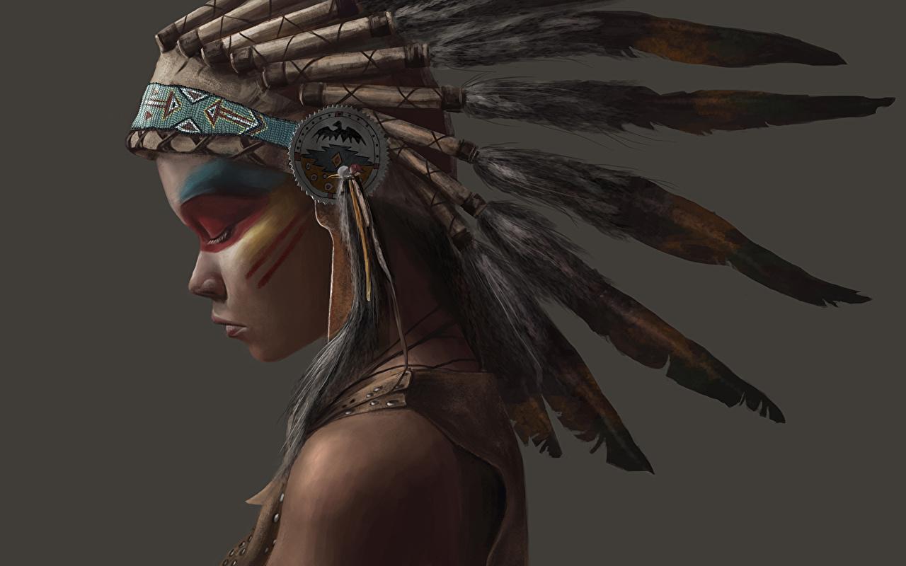 1280x800 Desktop Wallpaper Girls War bonnet Indians Feathers