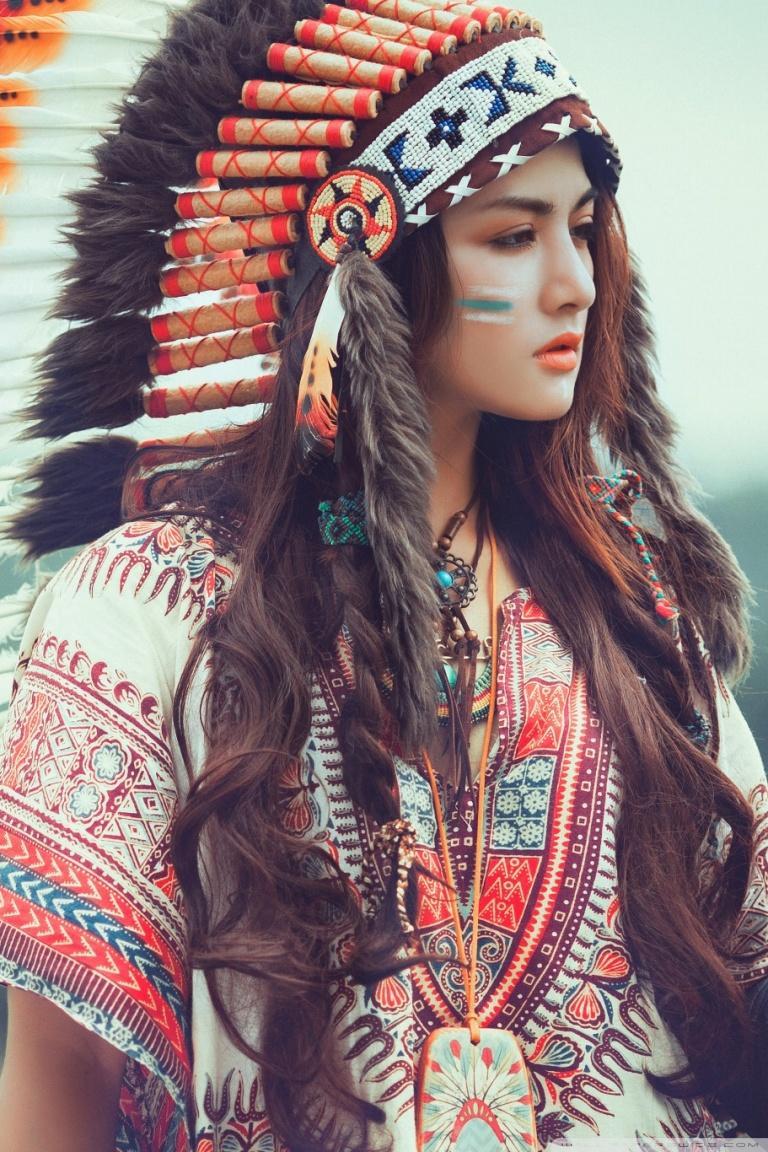 768x1152 Red Indian Girl 4k iPhone Wallpaper
