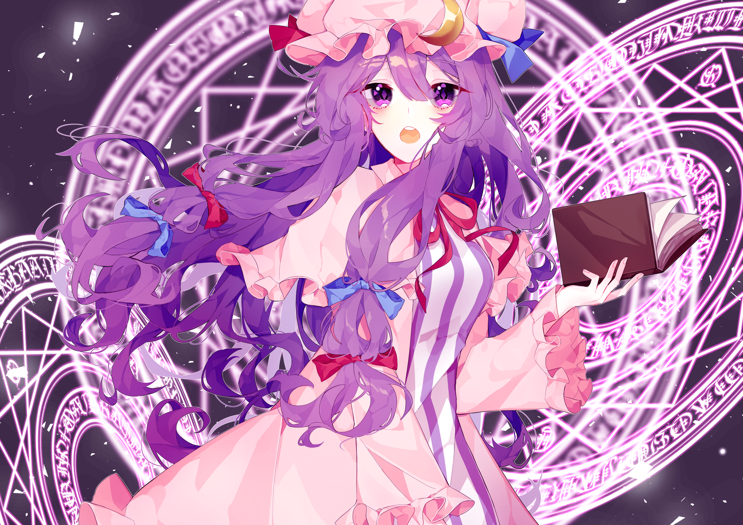 3000x2120 Download 3000x2120 Patchouli Knowledge, Touhou, Purple Hair, Book, Magic Spell Wallpaper