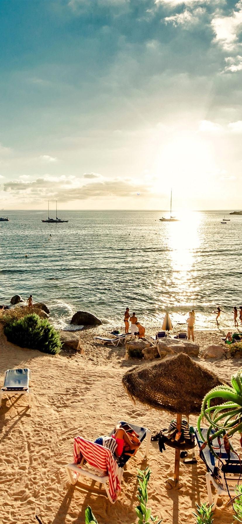 828x1792 Spain, Beach, Ibiza Island, Sea, Sunshine, People 1080x1920 IPhone 8 7 6 6S Plus Wallpaper, Background, Picture, Image