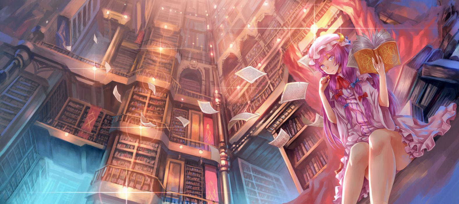 1576x700 Book madcocoon paper patchouli knowledge touhou wallpaperx1732