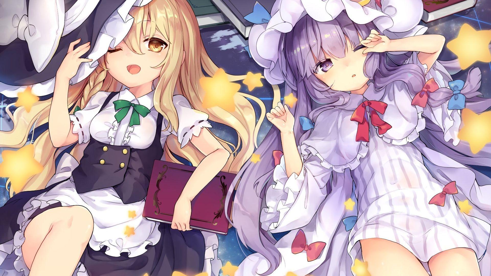 1920x1080 Desktop Wallpaper Marisa Kirisame, Patchouli Knowledge Touhou, Anime Girls, HD Image, Picture, Background, 782c93