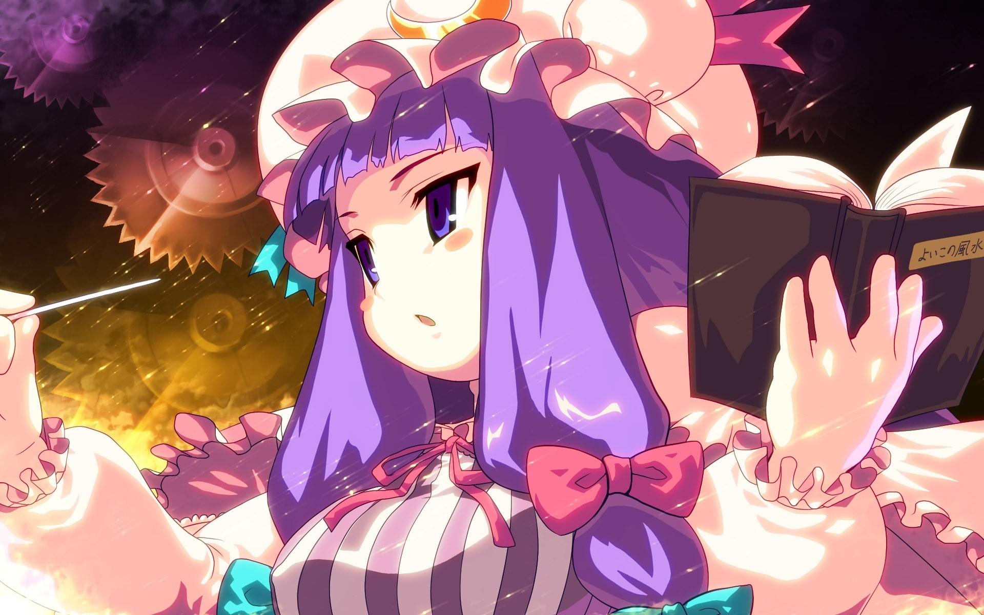 1920x1200 touhou purple hair books patchouli knowledge anime girls 1920x1200 wallpaper High Quality Wallpaper, High Definition Wallpaper