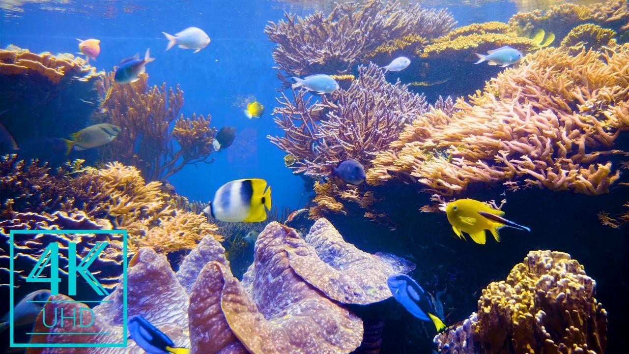 1280x720 4K Aquarium Screensaver with Relaxing Music