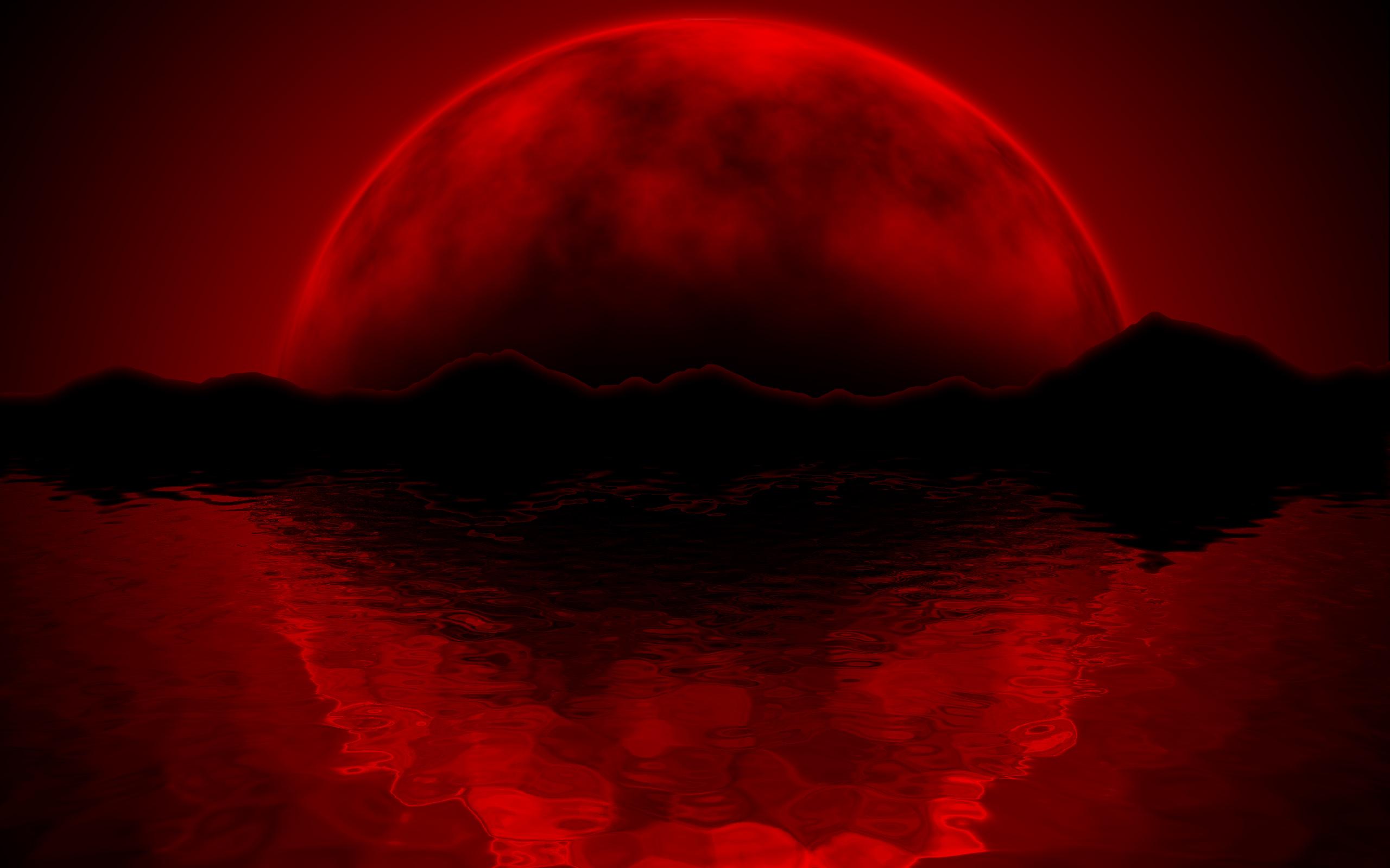 2560x1600 Red Moon Wallpaper HD