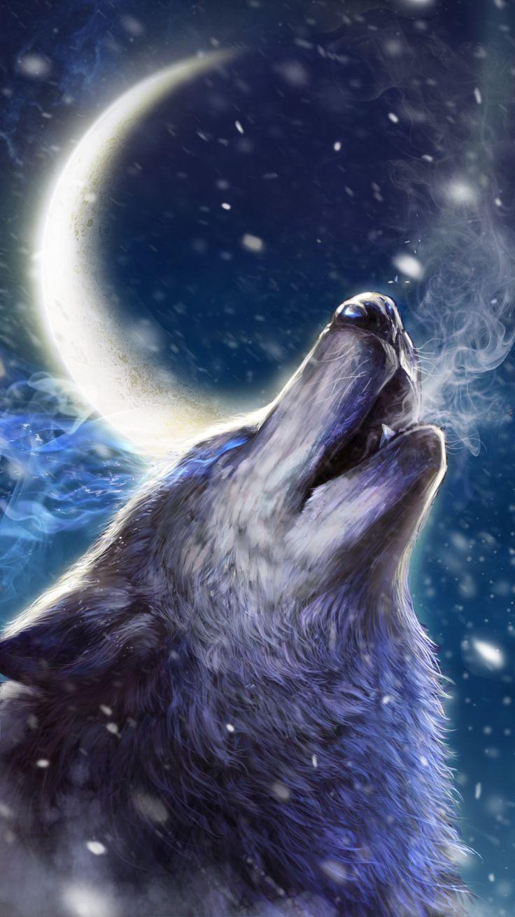 736x1308 Moon Wolf Wallpaper Android HD Wallpaper