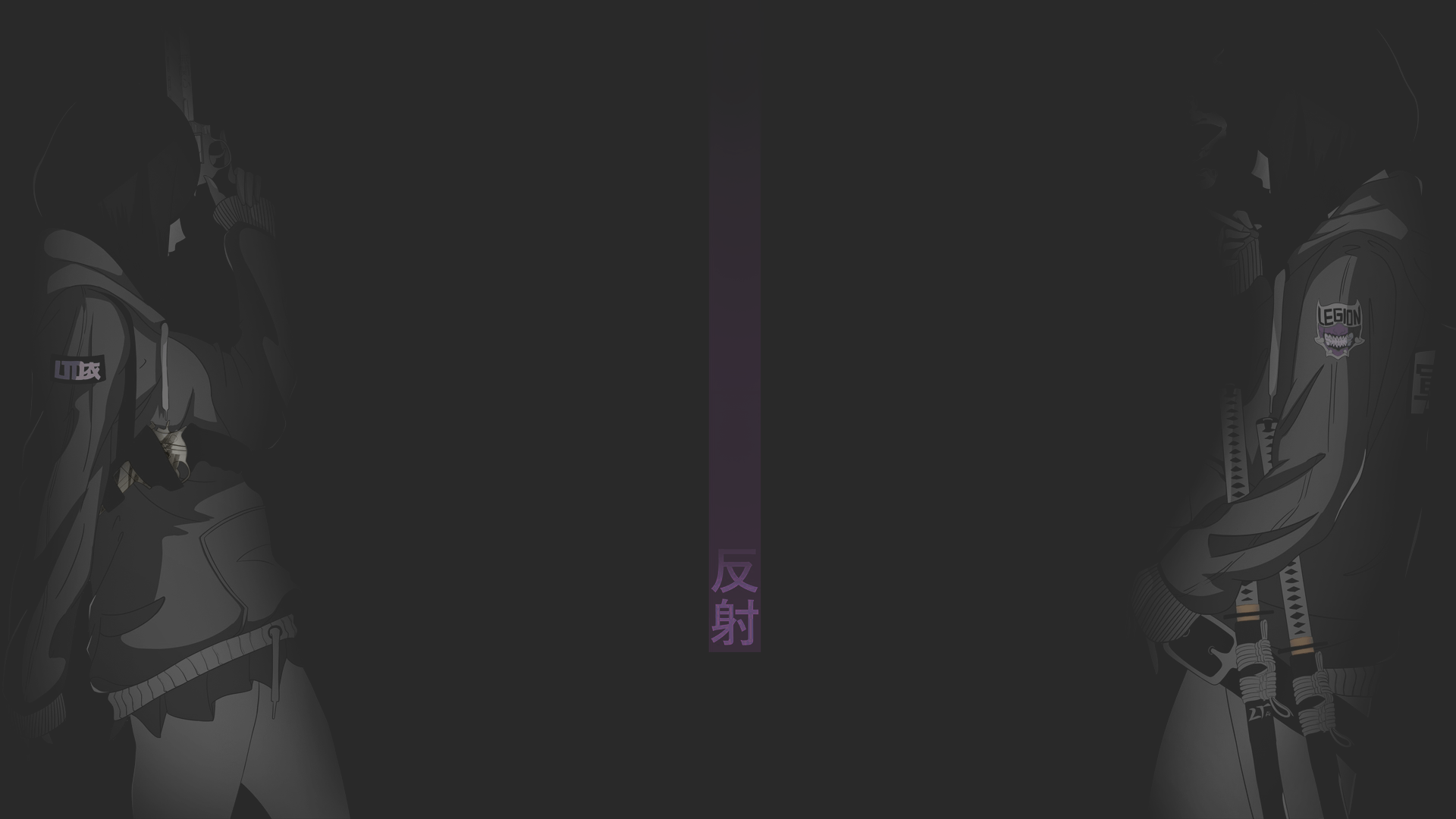 1920x1080 Anime Anime Girls Fan Art Illustration Futuristic Japanese Art Minimalism Monochrome Dark Background Wallpaper:1920x1080