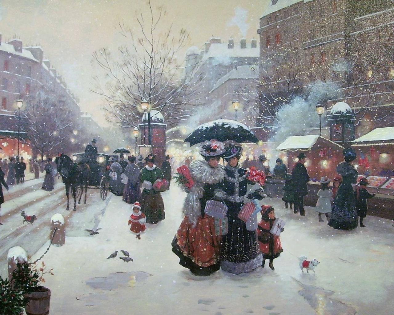 1280x1024 People Market Winter France desktop PC and Mac wallpaper