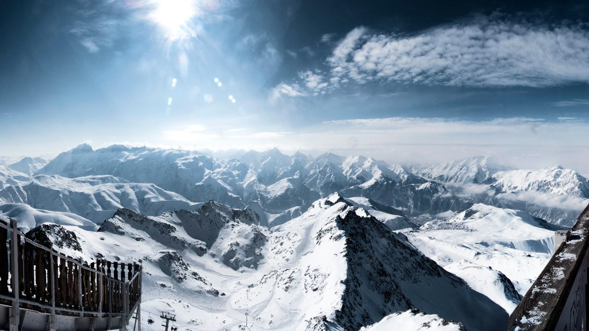 1920x1080 Snow Mountains Snow Mountains Landscape Alps France Hills Sky Snow Winter France Nature Horizon Sky Wallpaper:1920x1080