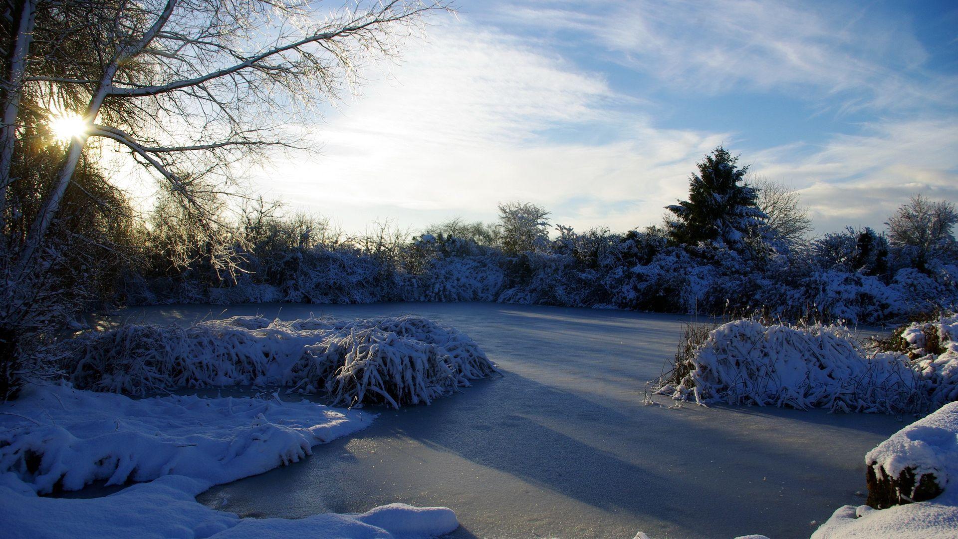 1920x1080 Wallpaper light hoarfrost morning ice sky france winter frost lake. Winter wallpaper hd, Winter wallpaper, France winter