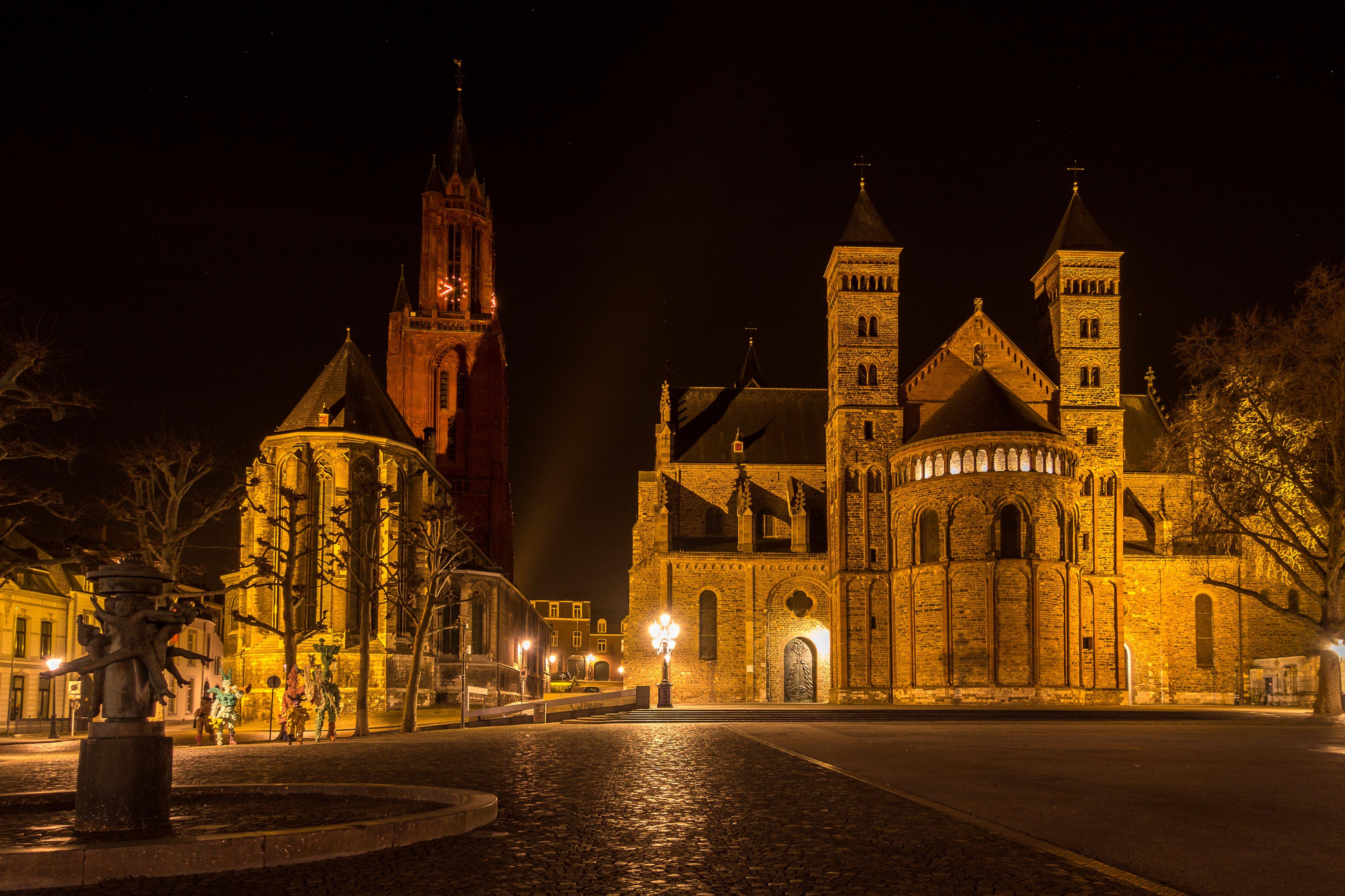 4500x3000 netherlands, Houses, Temples, Sculptures, Night, Street, Lights, Street, Maastricht, Cities Wallpaper HD / Desktop and Mobile Background