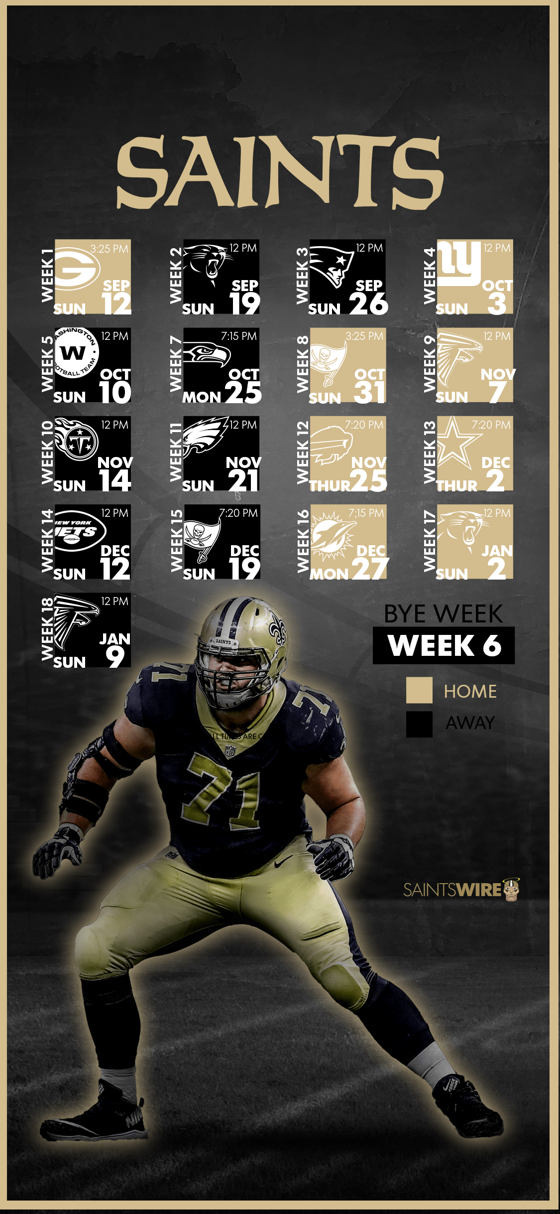 1125x2436 New Orleans Saints 2021 schedule: Download mobile, desktop wallpaper