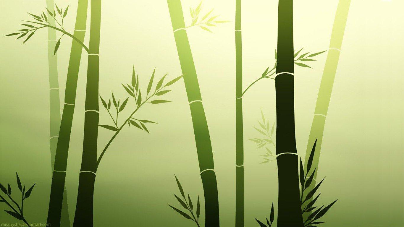 1366x768 bamboo, Vector art, Leaves Wallpaper HD / Desktop and Mobile Background
