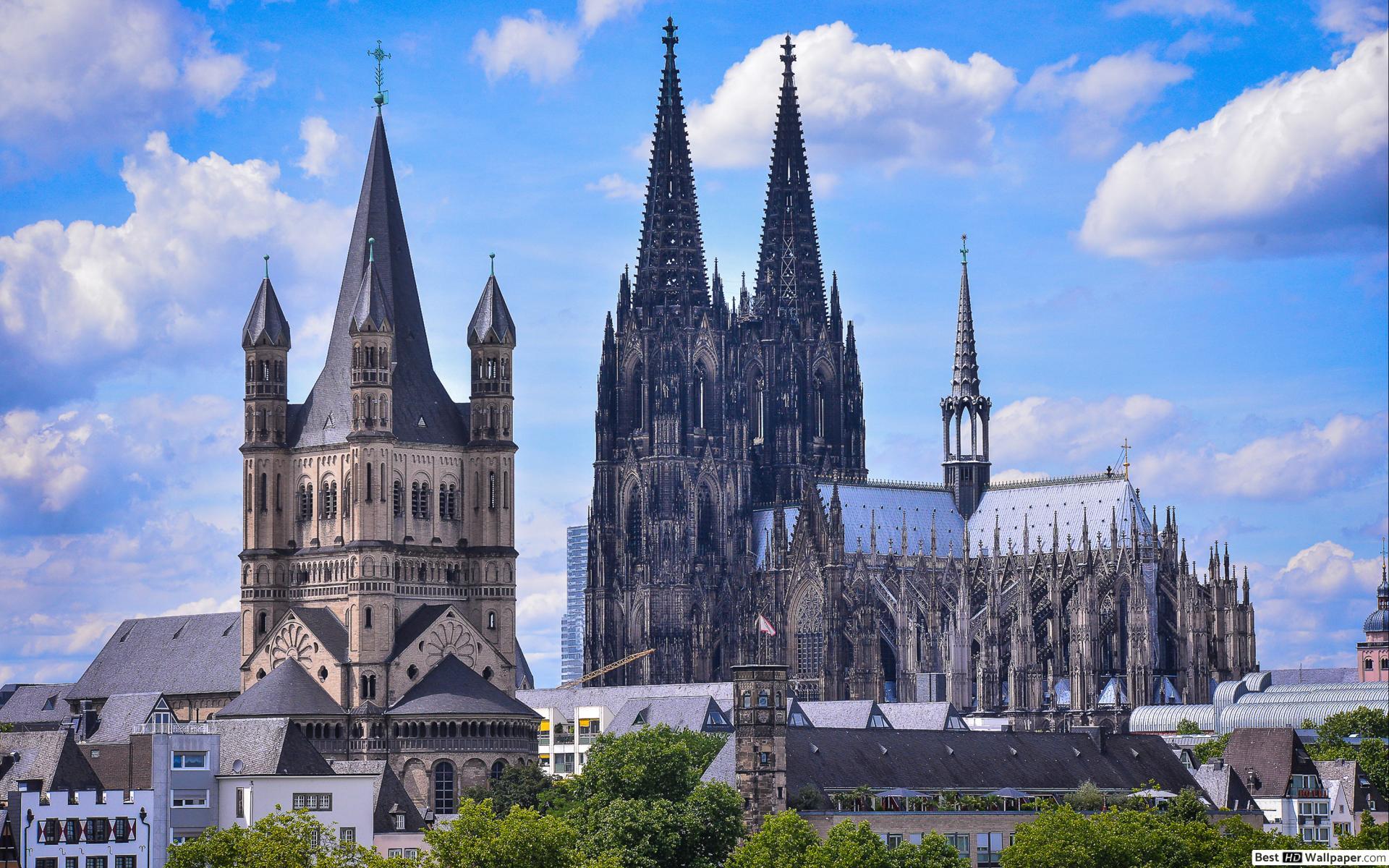 1920x1200 Church of Great St.Martin and Cologne Cathedral and in Cologne, Germany HD wallpaper download