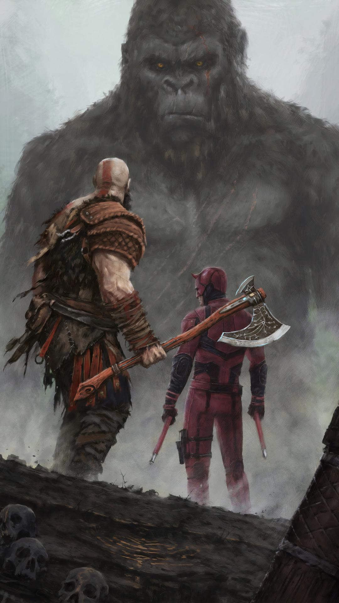 1080x1920 1080x1920 kratos, daredevil, king kong, hd, artist, artwork, digital art for iPhone 8 wallpaper