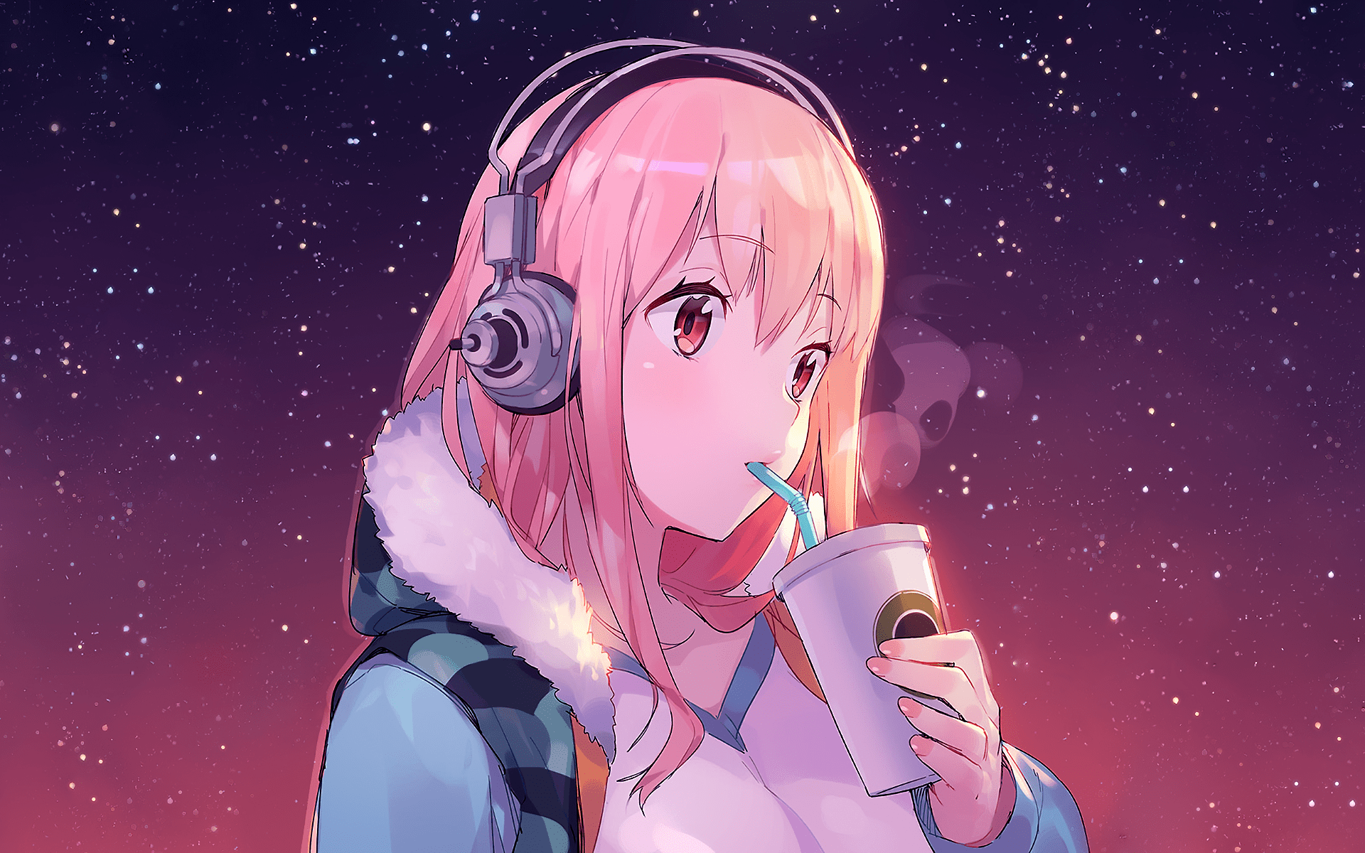 1920x1200 Cool Anime Girl With Headphones Wallpaper Top Wallpaper