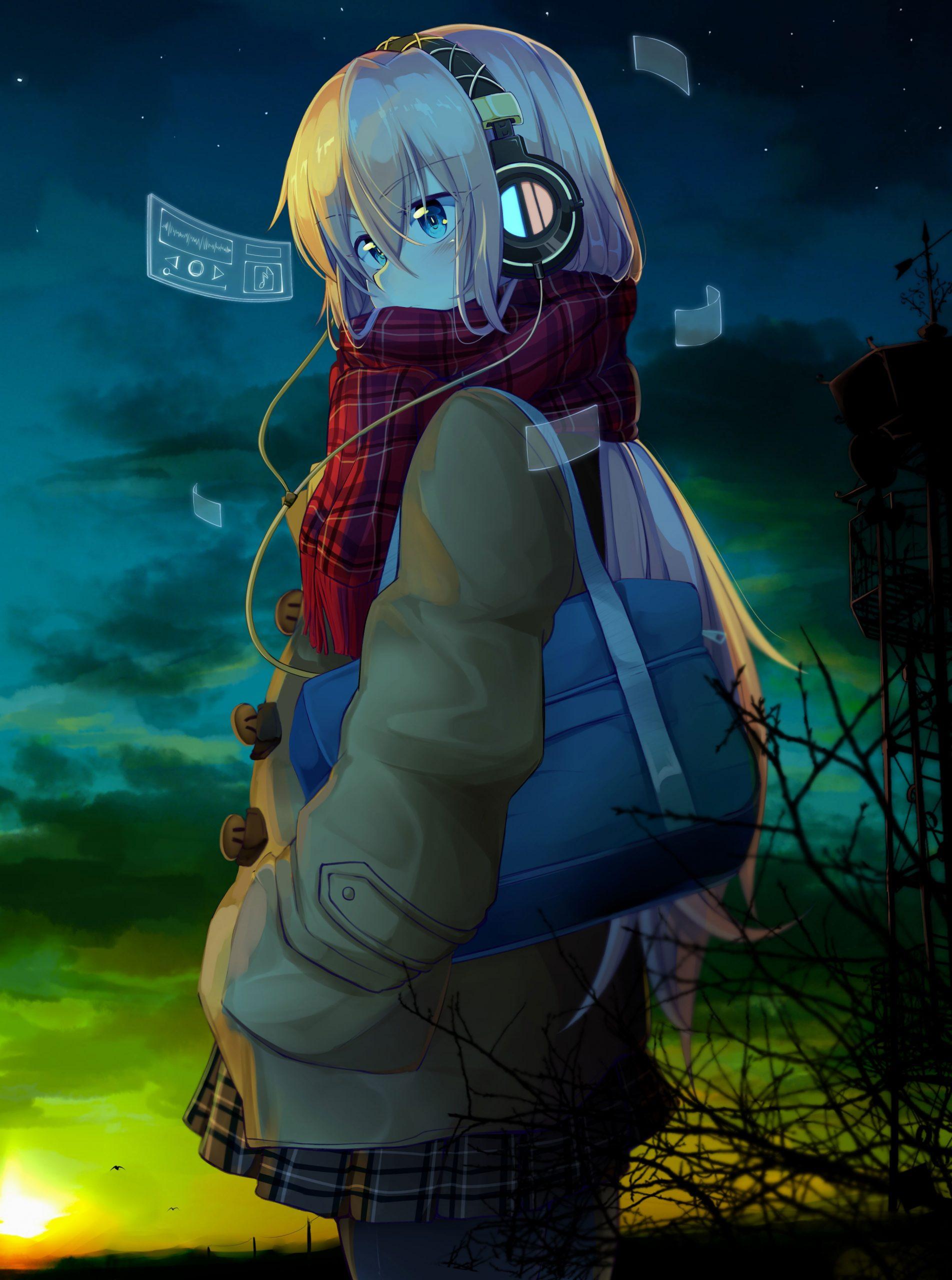 1904x2560 Anime wallpaper, anime girls, long hair, headphones, blue eyes, night • Wallpaper For You HD Wallpaper For Desktop & Mobile