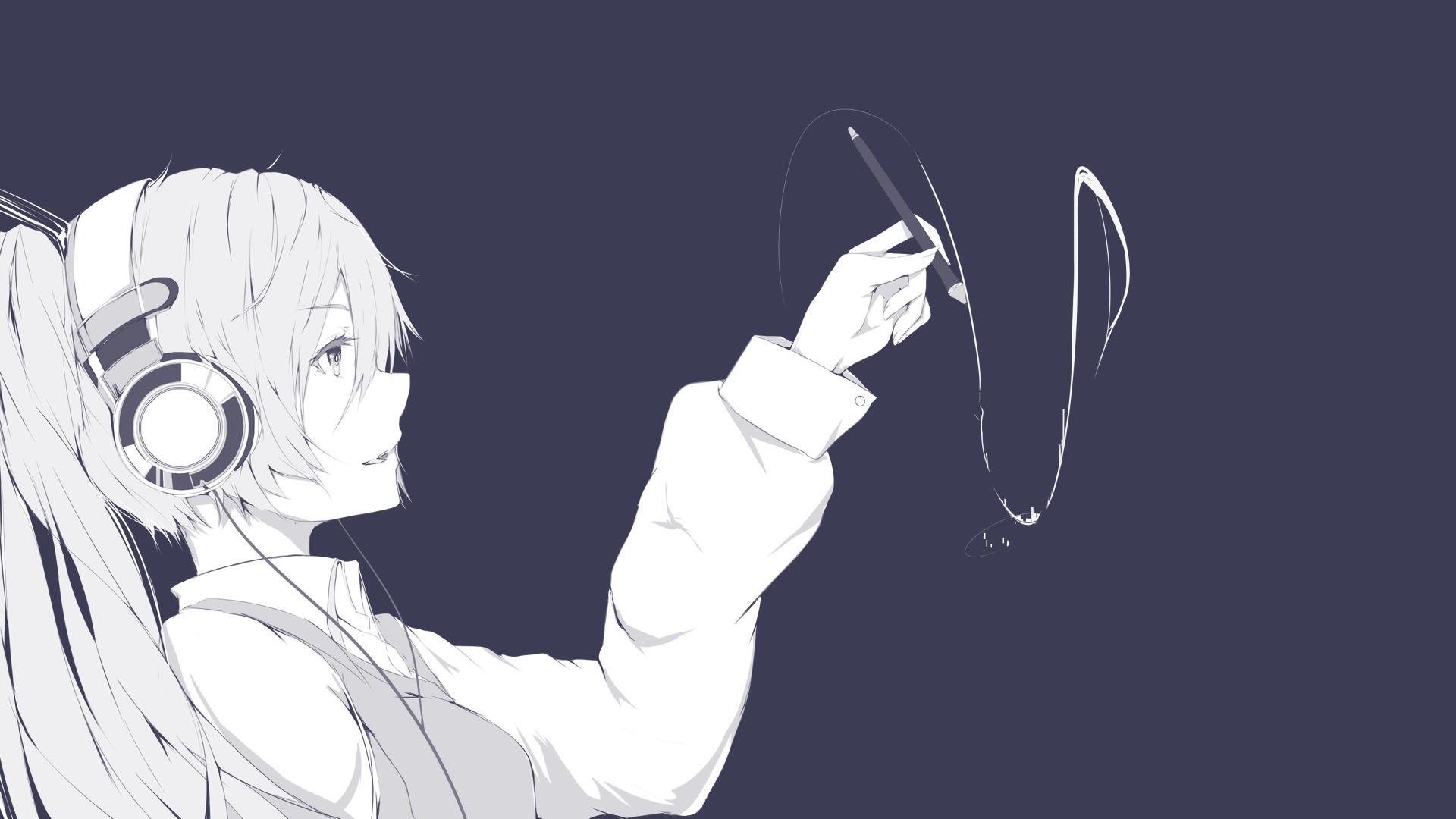 1920x1080 Music Headphone Anime Girl