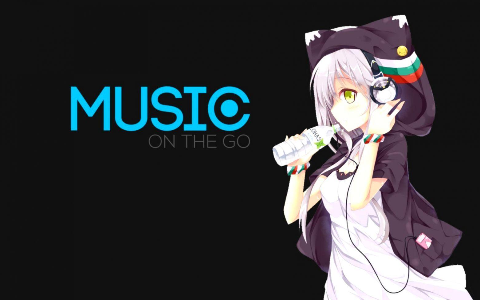 1562x976 Anime Girl with Headphones Wallpaper