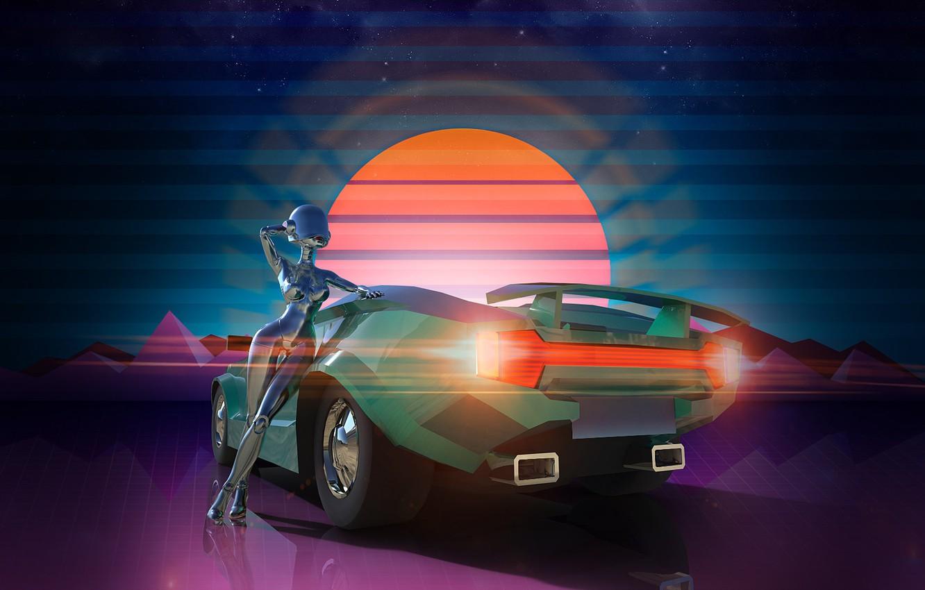 1332x850 Wallpaper The sun, Auto, Music, Neon, Machine, Background, Graphics, Rendering, Synthpop, Darkwave, Synth, Neon Drive, Retrowave, Synthwave, Synth pop image for desktop, section игры