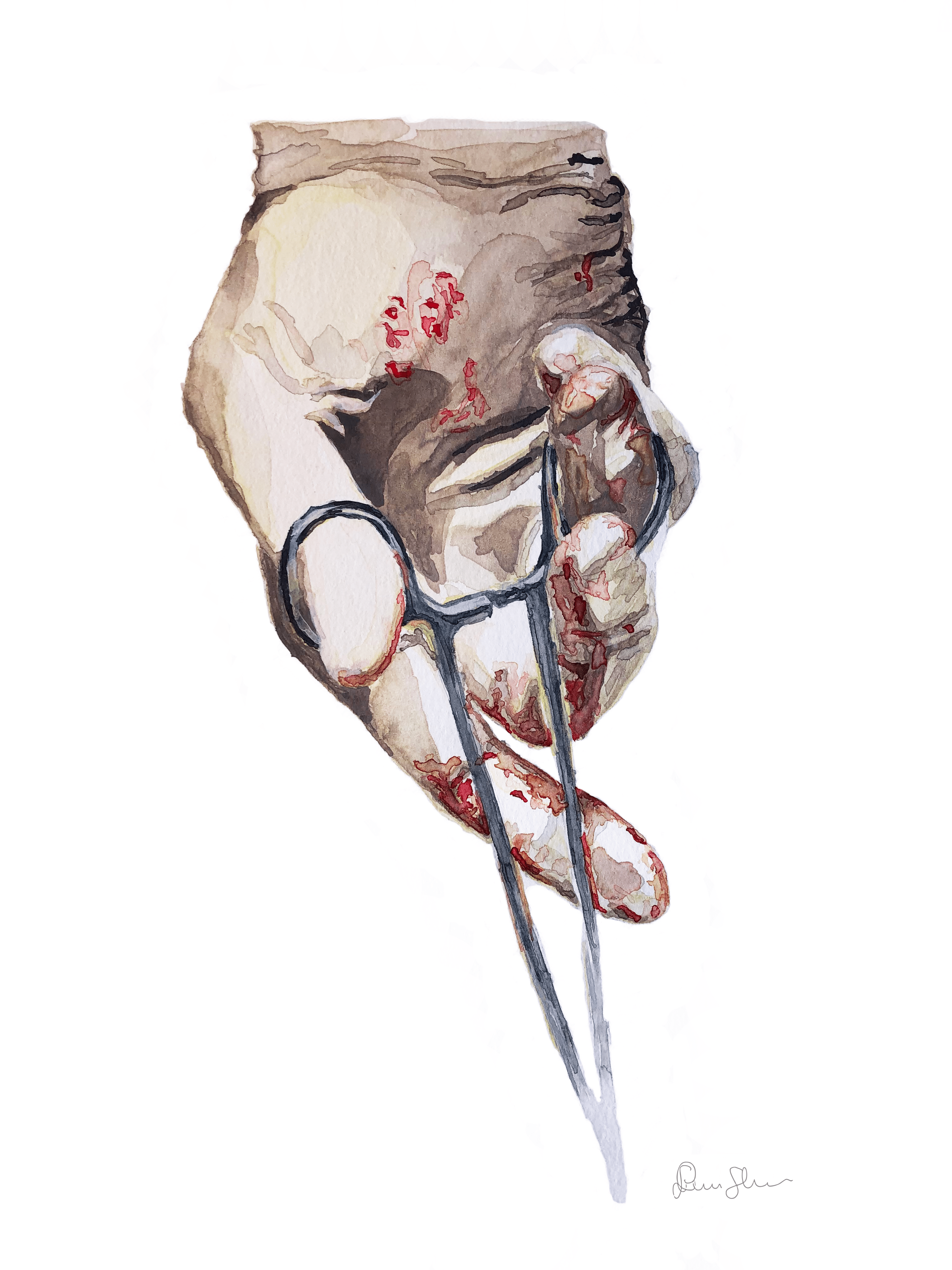 3024x4032 Surgeon Hand Watercolor Print Art Anatomy Art