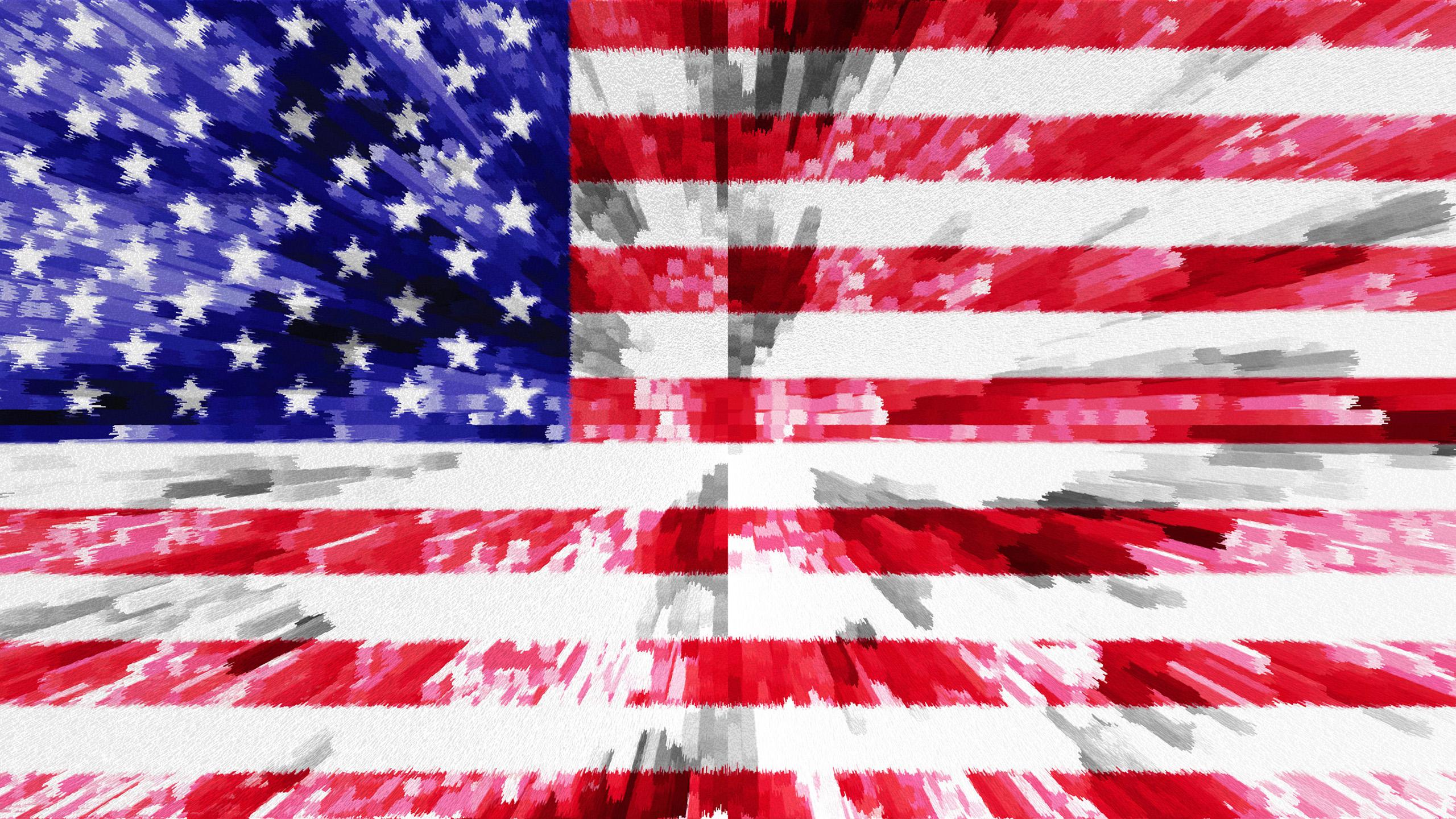 2560x1440 Artistic Blur White Blue Red Flag HD American Flag Wallpaper