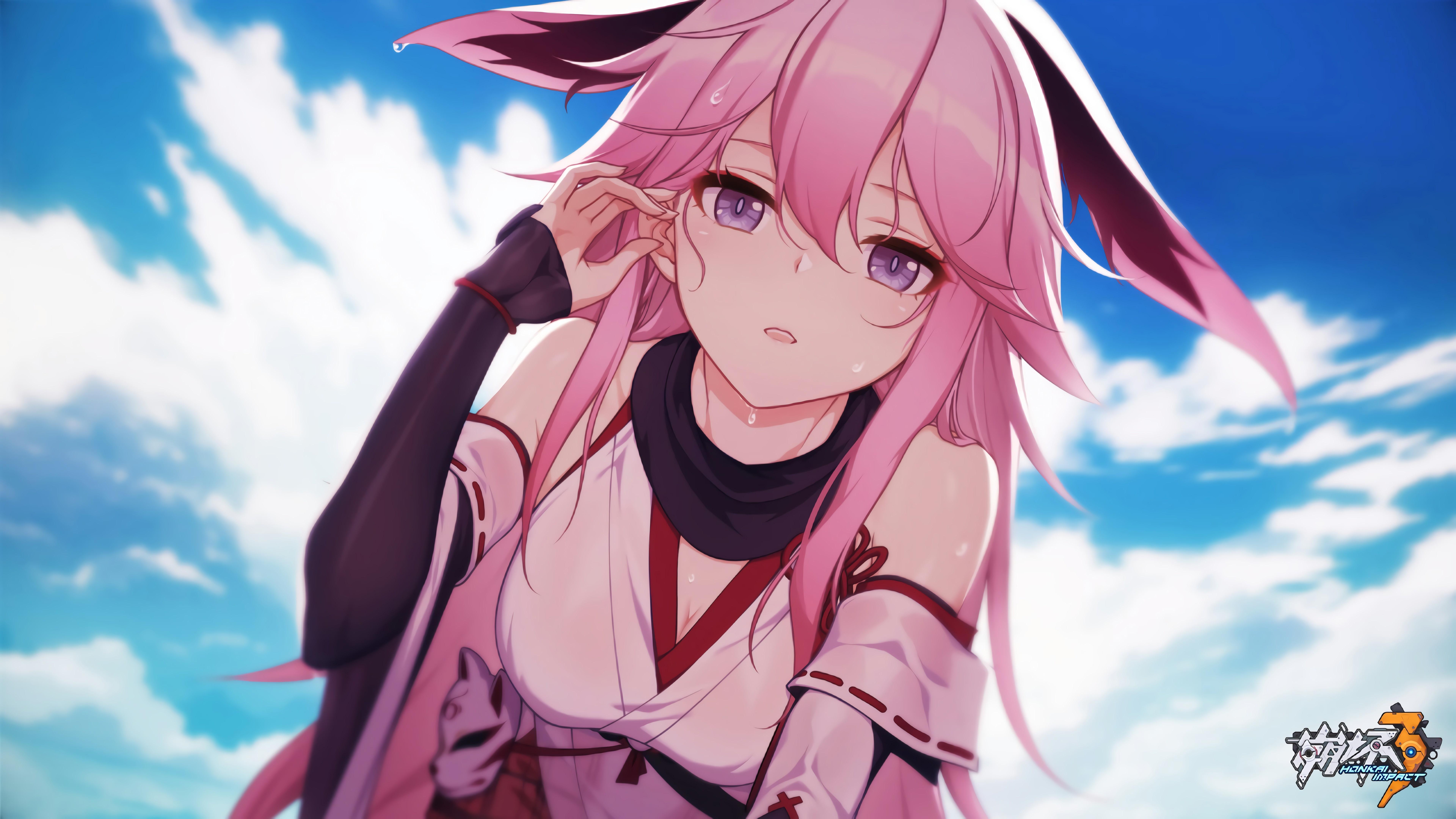 7680x4320 Wallpaper / anime, anime girls, artwork, 2D, portrait, Yae Sakura (Honkai Impact)