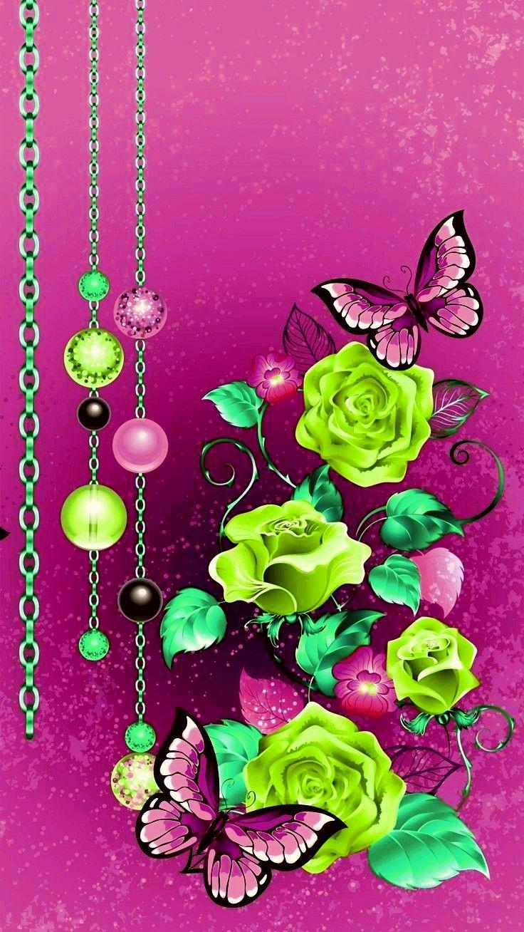 736x1308 Wallpaper.By Artist Unknown. Flower iphone wallpaper, Flower wallpaper, Butterfly wallpaper