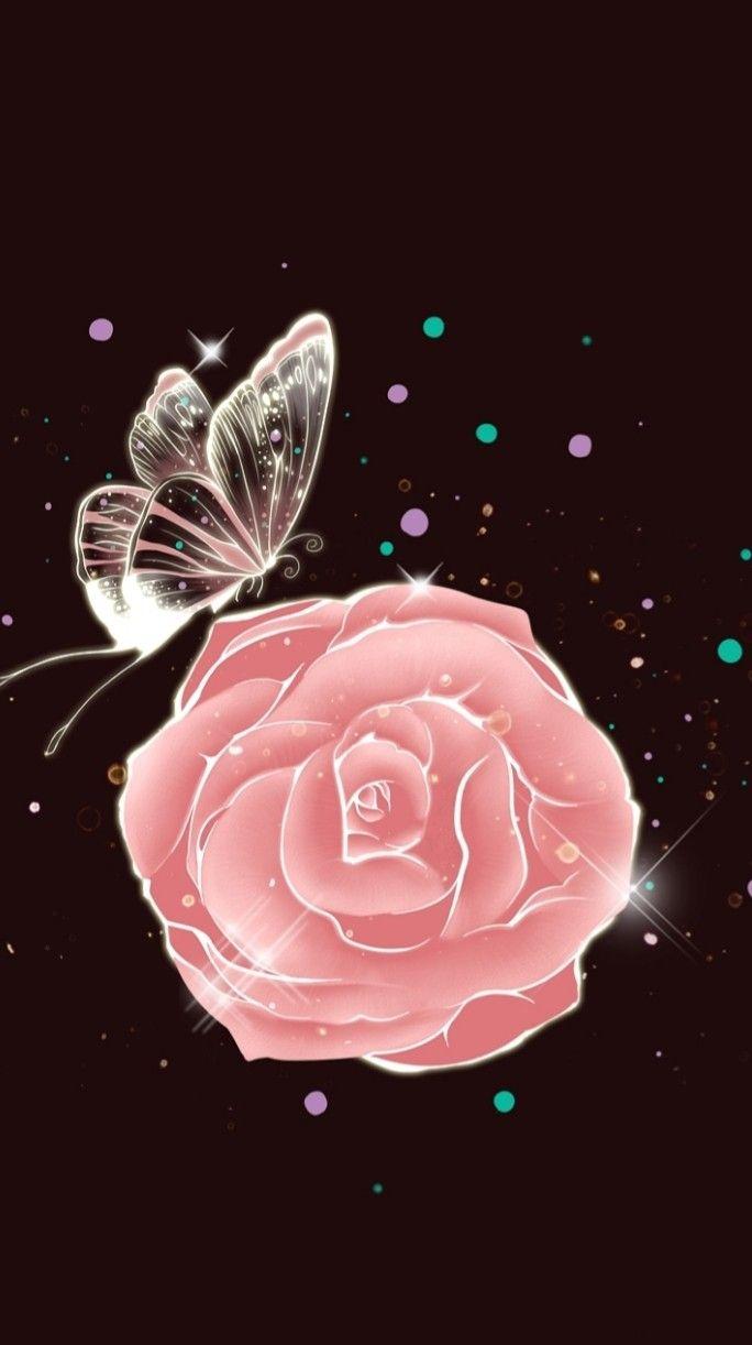 684x1222 Wallpaper. By Artist Unknown. Butterfly wallpaper, Flower wallpaper, Rose wallpaper