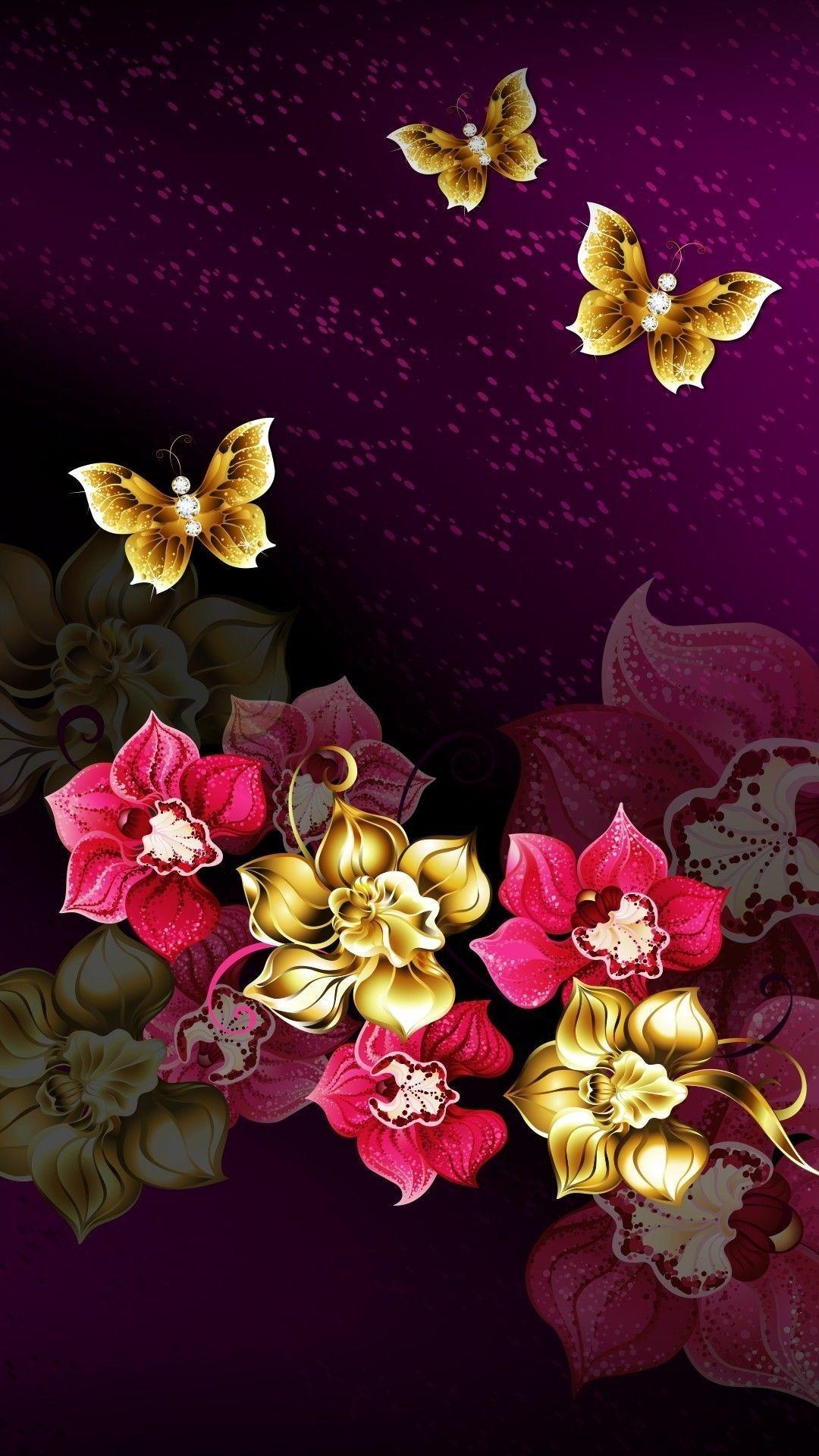 1080x1920 Butterfly Flower Wallpaper