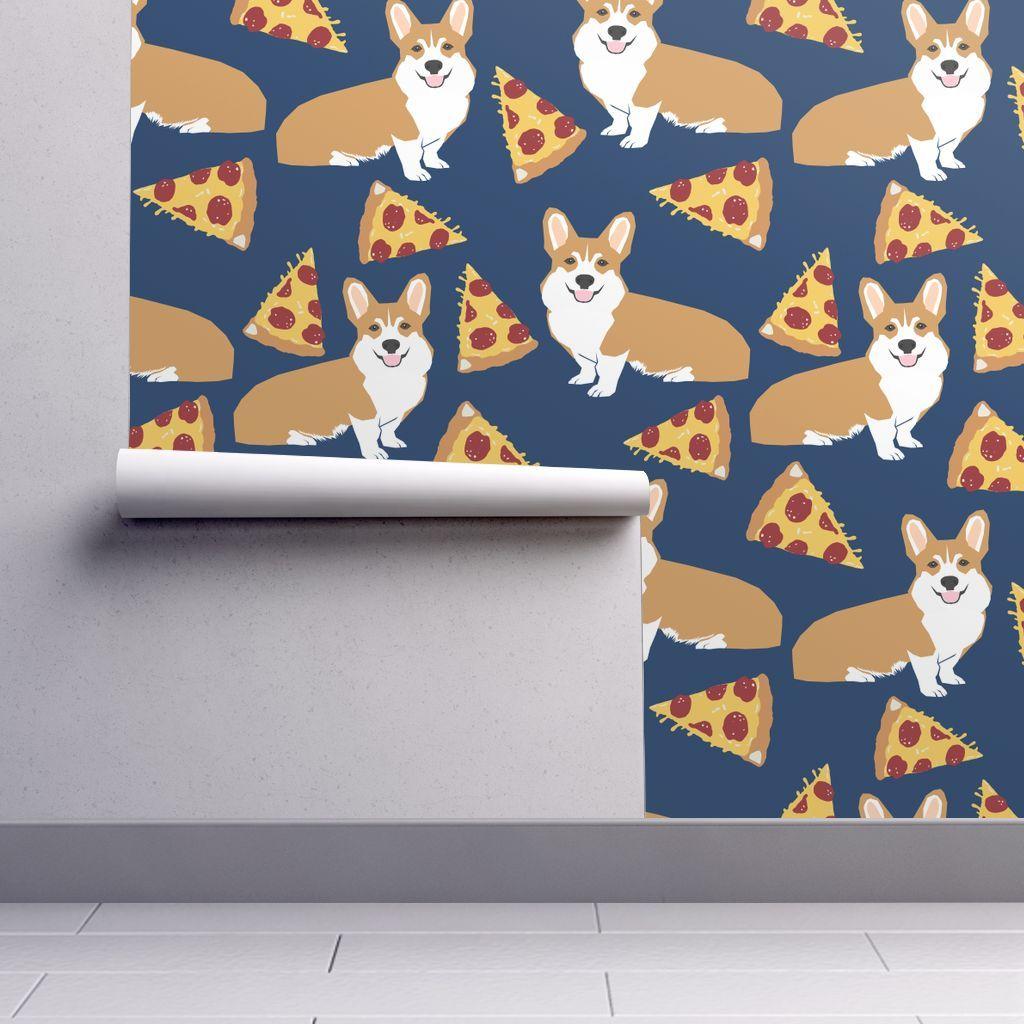 1024x1024 corgi pizza navy blue kids cute on Isobar by petfriendly. Roostery