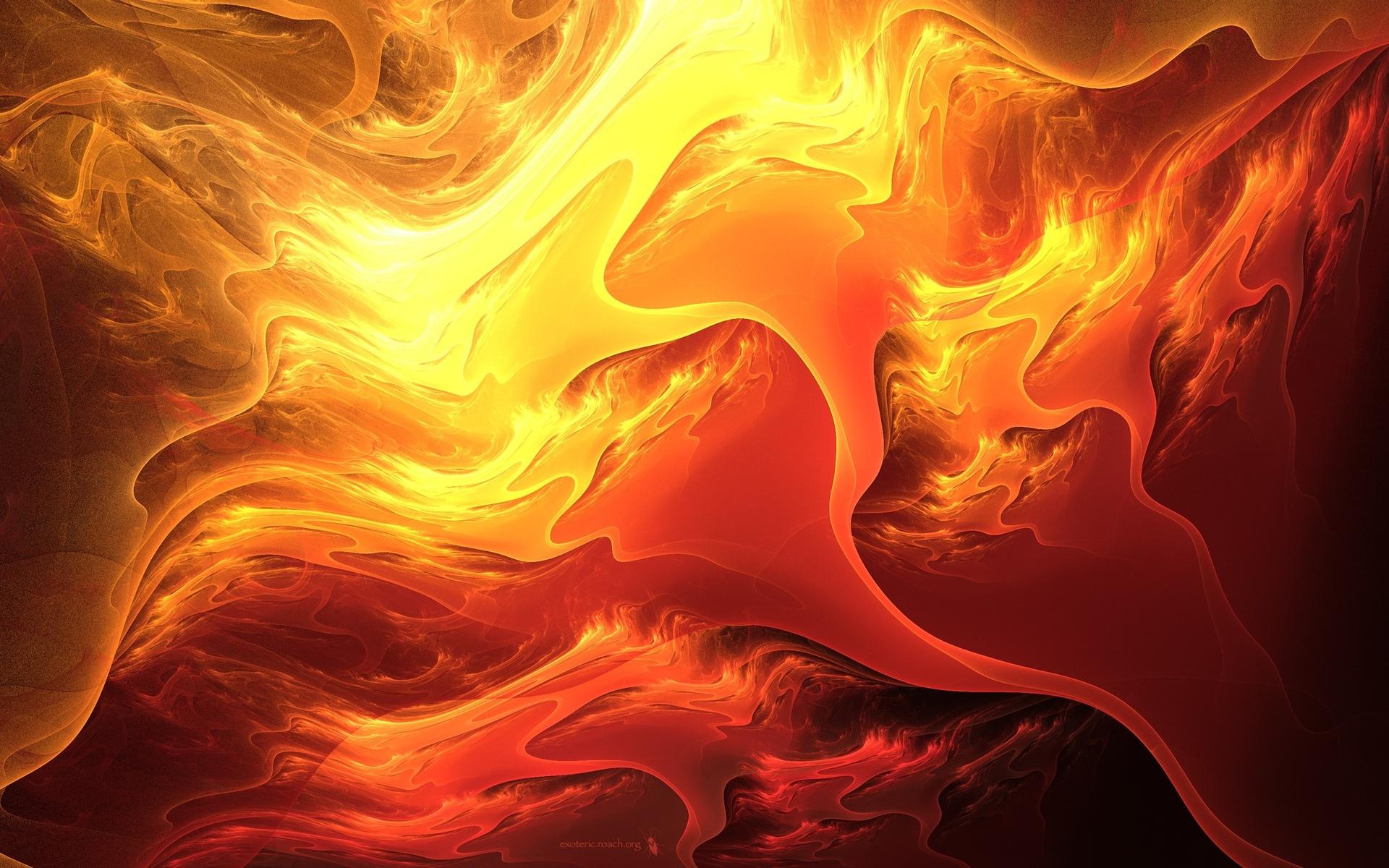 1920x1200 Abstract orange colors bright painting art cg digital waves shades orange yellow fire flames wallpaperx1200
