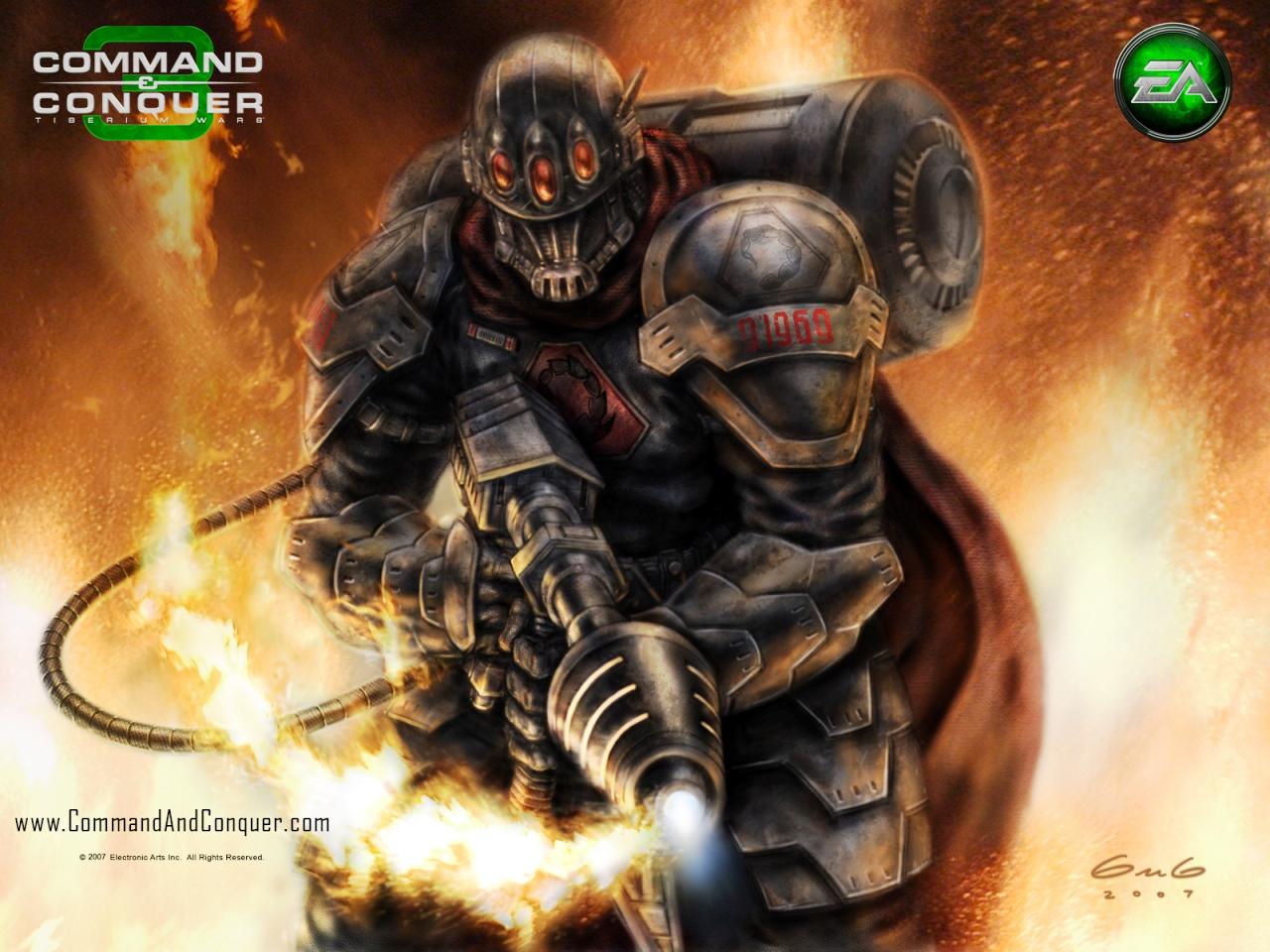 1280x960 Brotherhood Soldier With Flamethrower And Conquer 3 Tiberium Wars Wallpaper