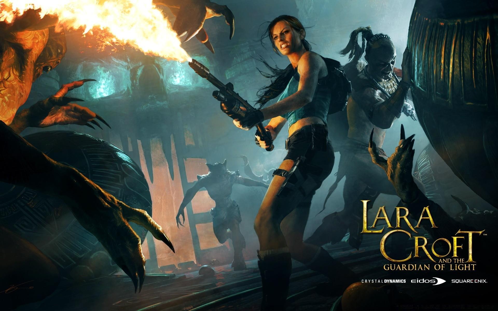 1920x1200 Lara Croft Flamethrower