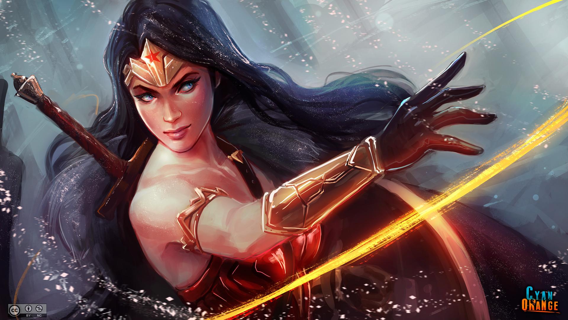 1920x1080 Wonder Woman & Wallpaper, Cyan Orange