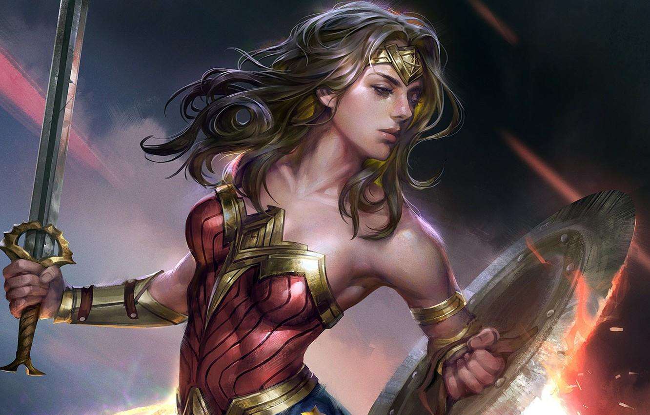 1332x850 Wallpaper ART, wonder woman, Fan Art, Wonder woman, jeremy chong, superheroine comics image for desktop, section фантастика