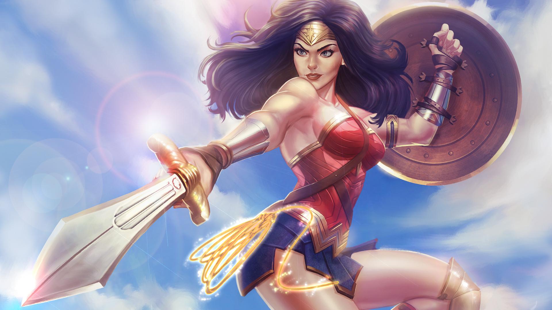 1920x1080 #wonder woman, #sword, #shield, #artwork, #hd, #digital art, # , #artwork. Mocah HD Wallpaper