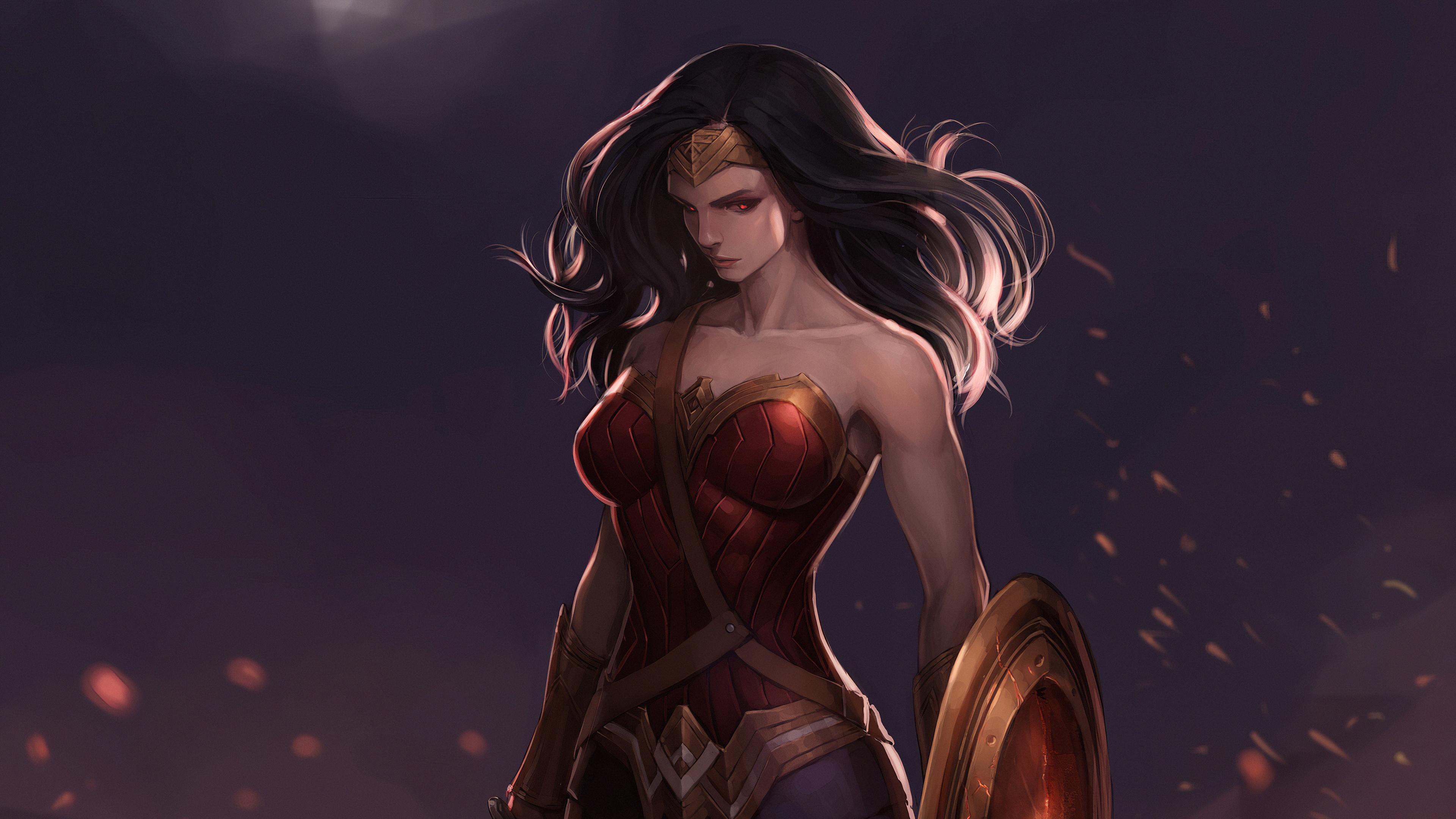 3840x2160 Wonder Woman Dark Art Woman Fan Art